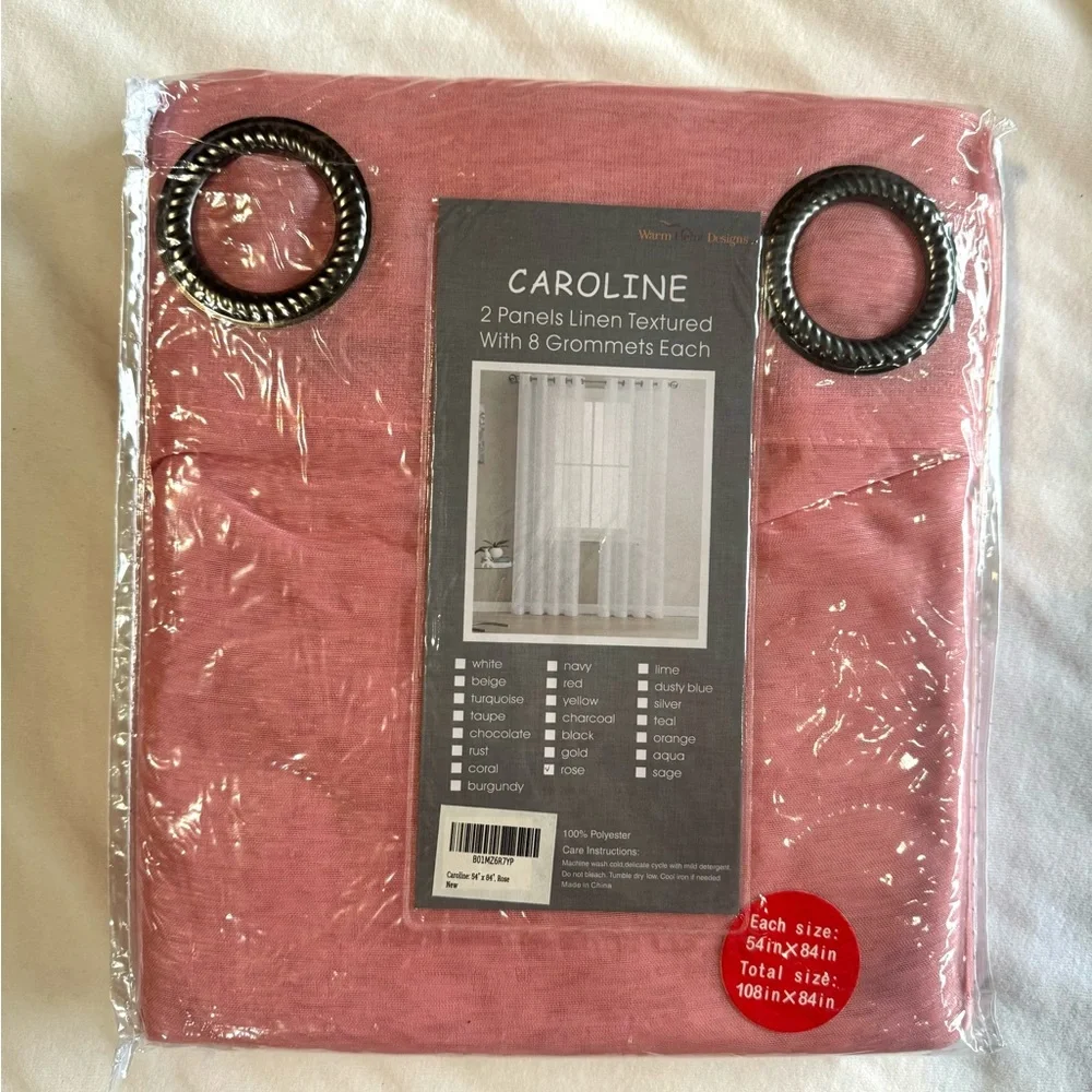 Caroline Rose 2 panels linen textured with 8 grommets each